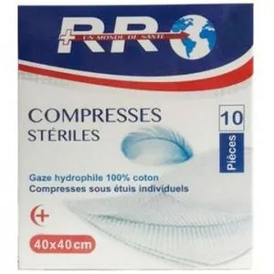 RR - Compresses Stériles 40cm x 40cm 10Pc
