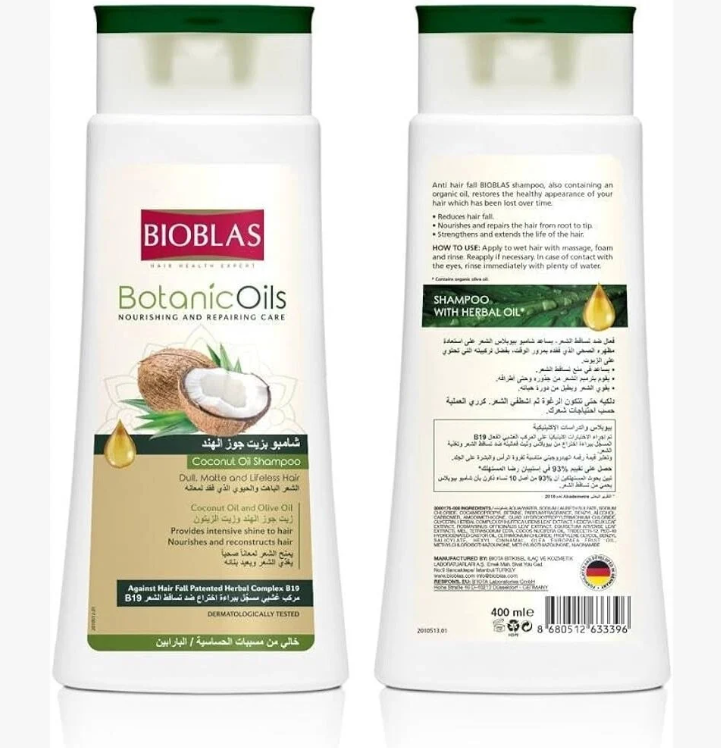 BIOBLAS - Shampoing à l'huile de coco 400ml