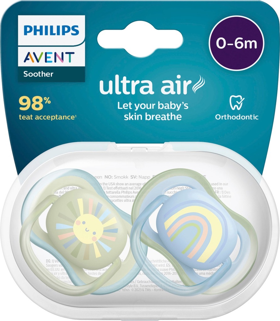 AVENT - Sucettes Ultra Air 0-6m Garçon (2Pc)