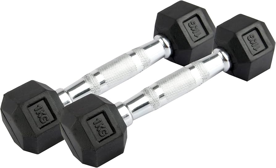 1KG Rubber Hex Dumbbell