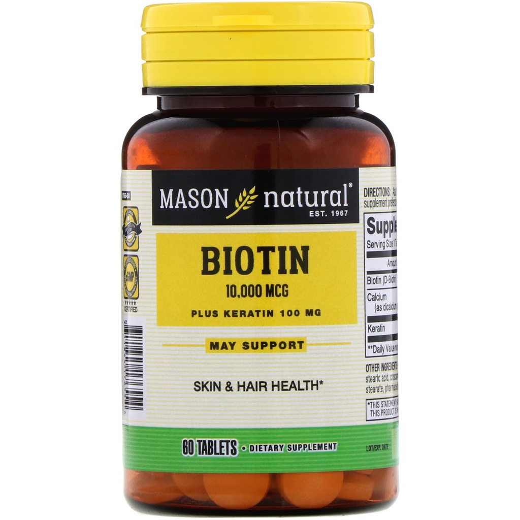 [1765] Mason Natural -  Biotin Plus Keratin 60 Cp