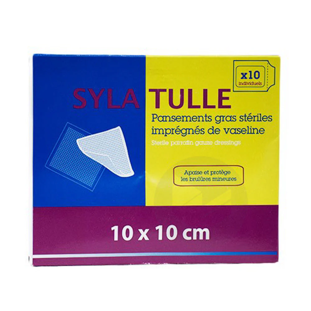 Sylatulle - 10x10cm Pansements Adhésifs Gras Stériles 