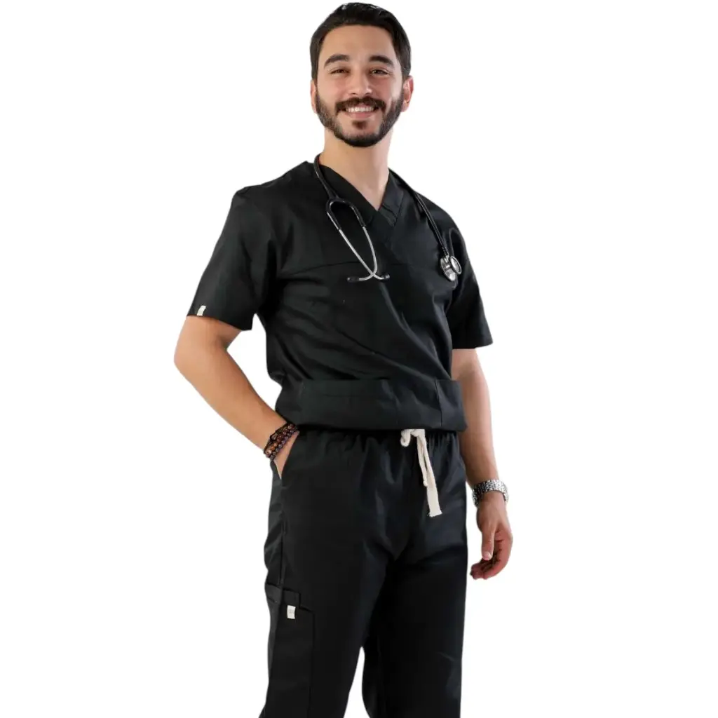 Pyjama Médical Aubergine (XS, Noir)