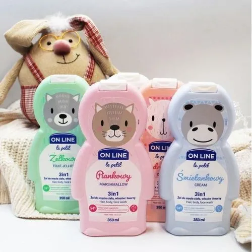 On Line - Shampoing Bébé, Gel Douche et Nettoyant Visage 350ml