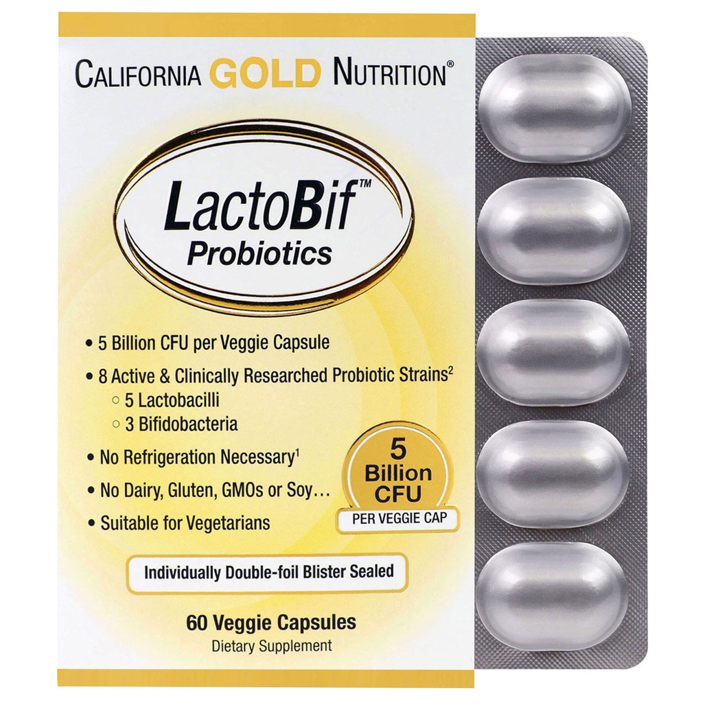 California - LactoBif Probiotics, 5 Billion CFU, 60cp
