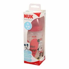 NUK - Biberon mickey rouge 6-18 mois température control 300ml