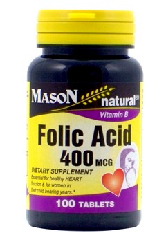 [653-100A] Mason Natural - Folic acid 400mcg 100 tablets